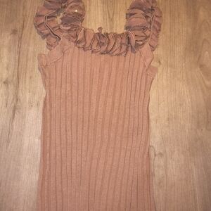 Y2k EVIE Brown Ruffle Top